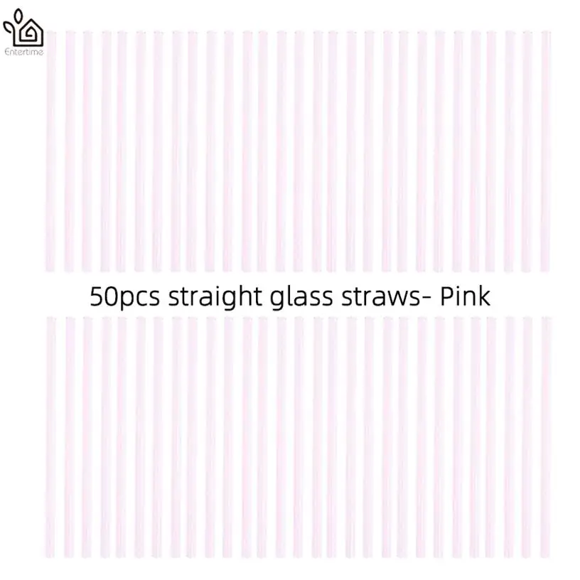 pink Entertime 50 шт./лот высокое боросиликатное стеклянные соломинки четкие прямые 20 см х 8 мм многоразовые трубочки для коктейлей, Чай, сок - Цвет: pink