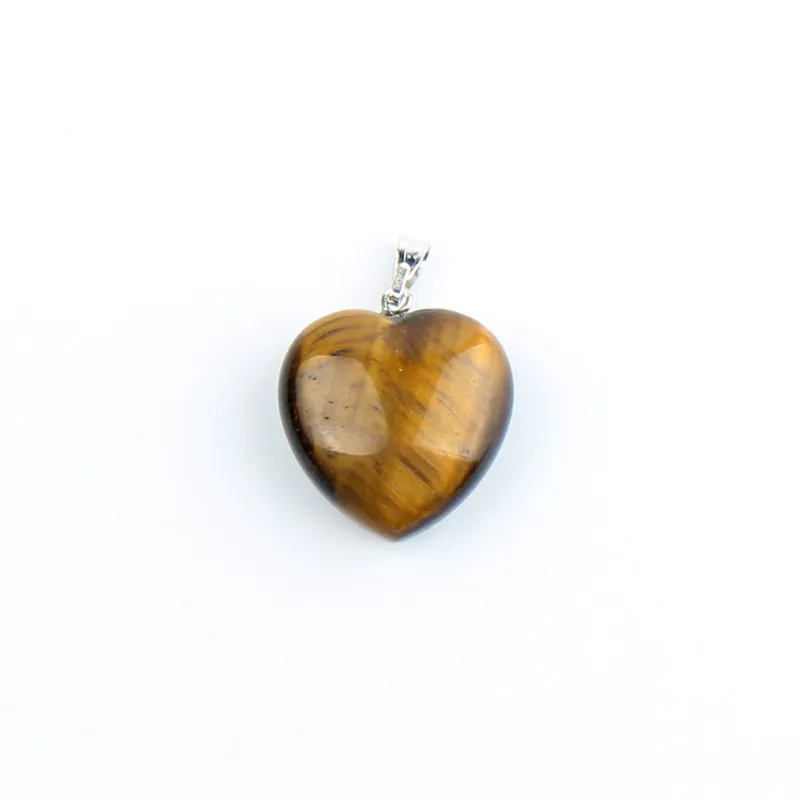Tiger eye Ассорти Натуральный камень Сердце Подвески Исцеление Чакра Кристалл Рейки Маятник Кристалл Opalite Бисер - Окраска металла: Tiger eye
