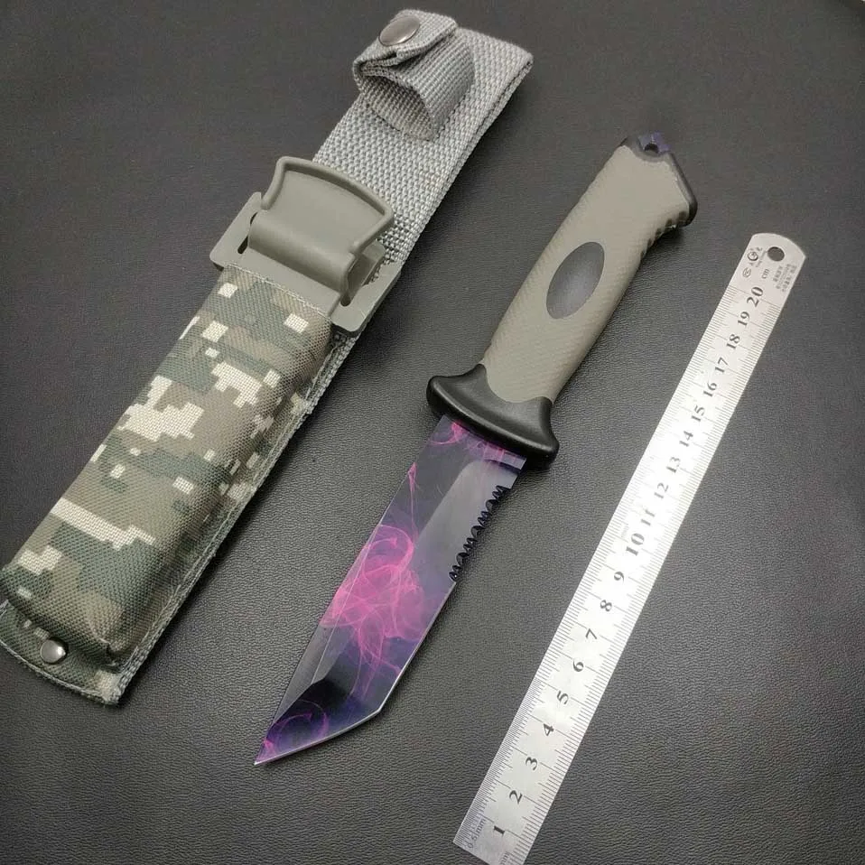 Sakura color Swayboo CS GO Ursus нож тактические прямые охотничьи ножи фиксированное лезвие резиновый Походный нож допплер для выживания с оболочкой - Цвет: Sakura color