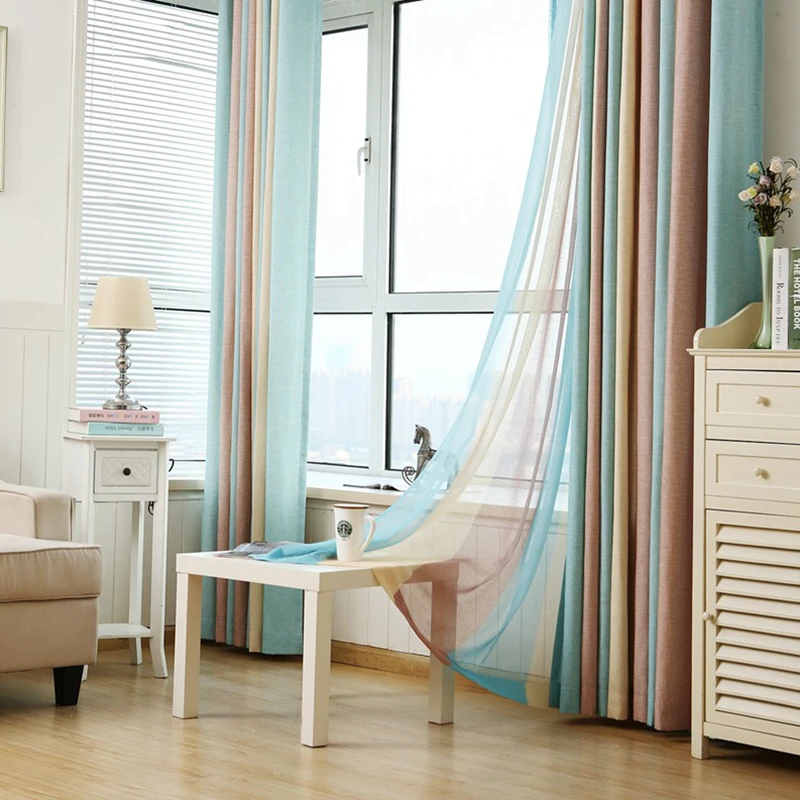 1 шт. синий полосатый печатных окно гостиной шторы для фантазии детей современные