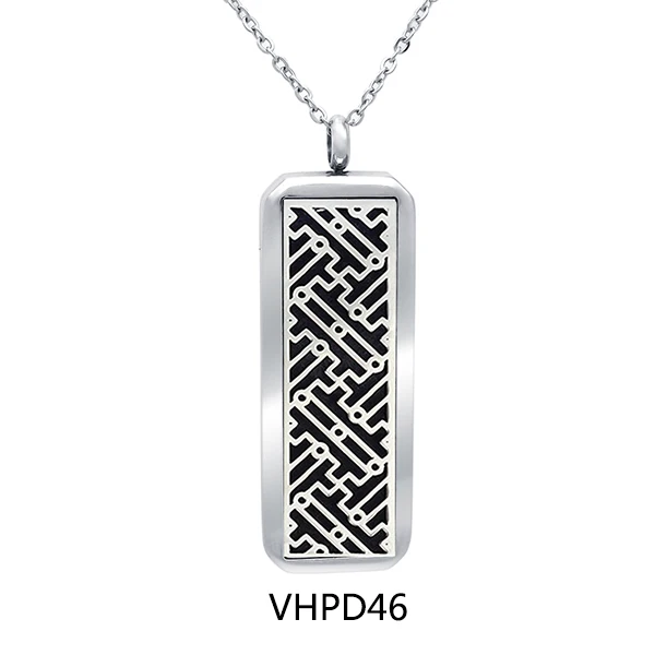 VHPD46 Прямоугольник ароматерапия медальон Подвески эфирные масла 316L нержавеющая сталь диффузор медальон ожерелье с подушечками - Окраска металла: VHPD46