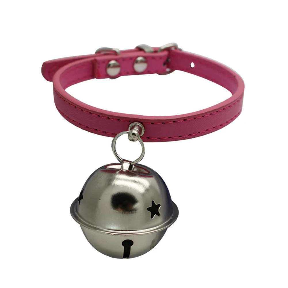 TINGHAO New selling Dog Collar Pet Cat Adjustable Faux Leather with Bell Puppy Necklace Gift | Дом и сад