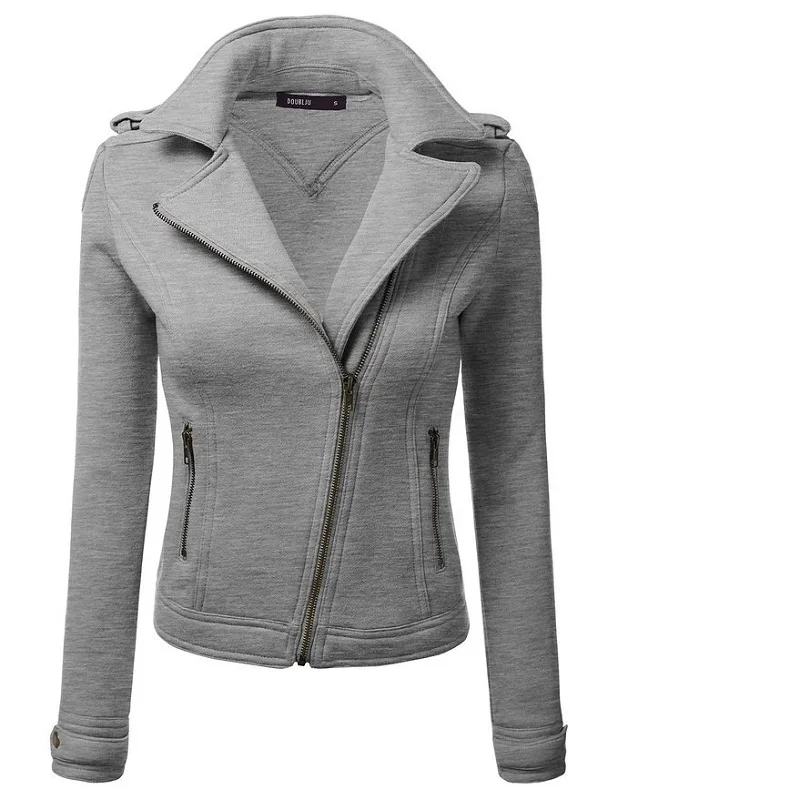 Женская одежда на осень-зиму femalejackets Новые однотонные молнии с длинными рукавами