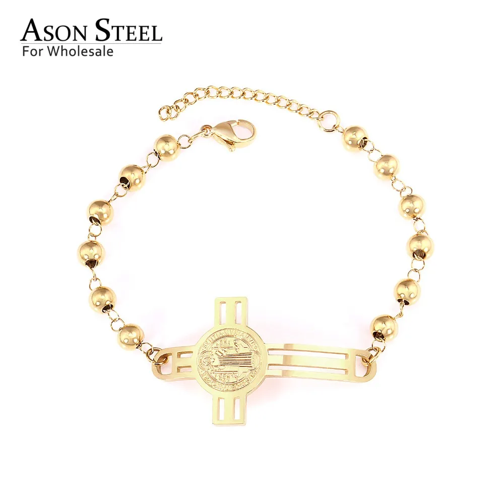 Женские серьги подвески ASON STEEL Jesu Cross золотистые браслеты из нержавеющей стали