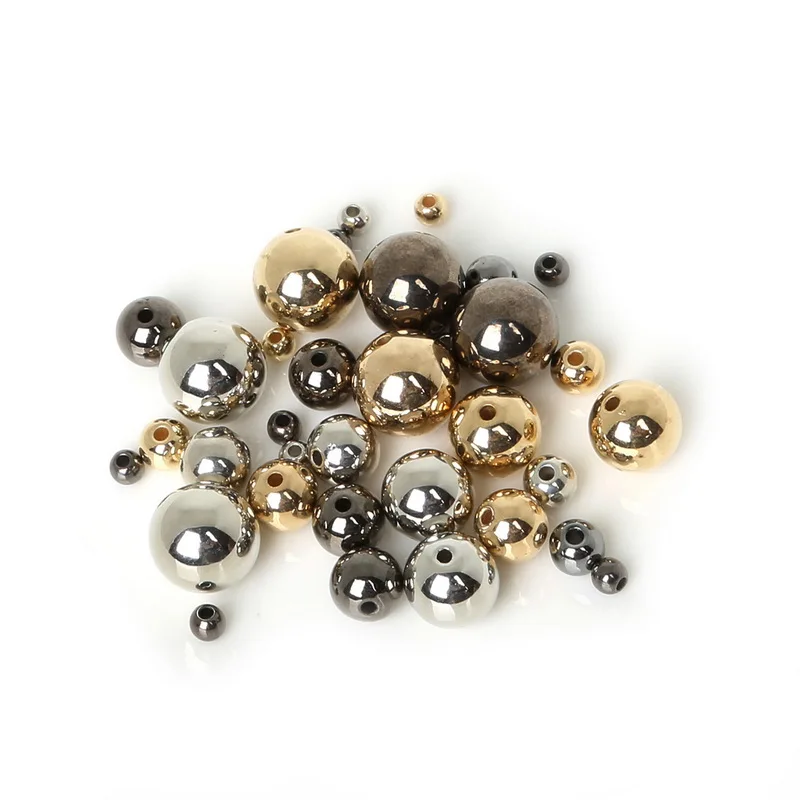 

4 6 8 10 12mm 30-300pcs Gold/Gun-Metal Plated CCB Round Seed Spacer Beads For Fashion Jewelry making DIY BSE009
