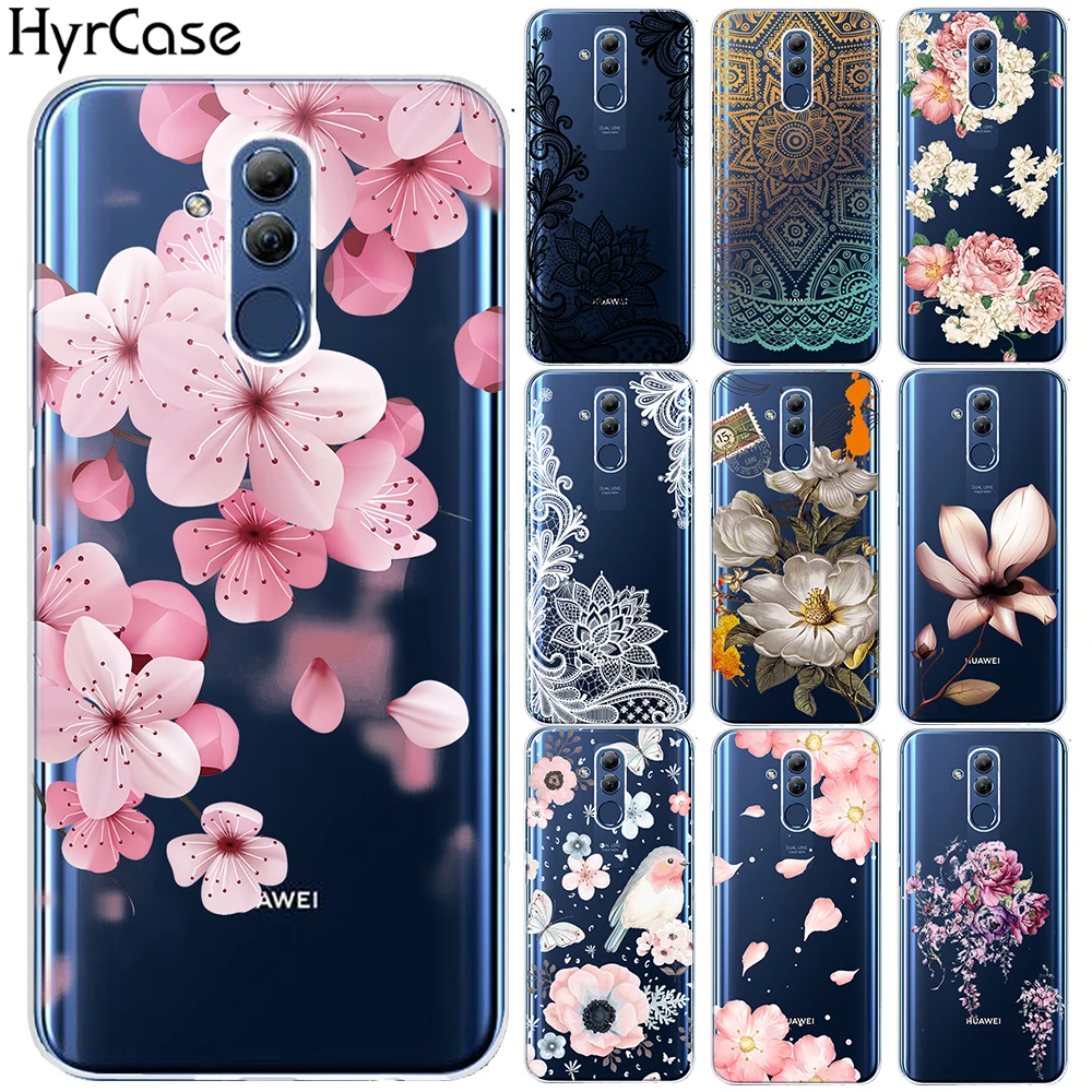 Сексуальный мягкий чехол из ТПУ с цветочным рисунком для Huawei Mate 20 Lite Pro Honor 8X 8C Note 10