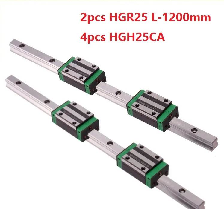 2шт Китай HGR25 L-1200mm линейной направляющей/рельсы + 4 шт HGH25CA линейные узкие блоки CNC