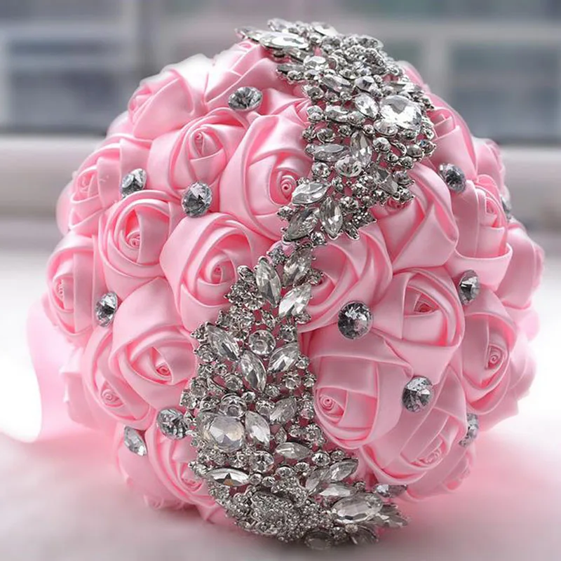 Wedding Flowers Bridal Bouquets Red Artificial Rose Luxury Diamond Crystal Bouquet Bling Brides Ramo De Novia | Свадьбы и торжества