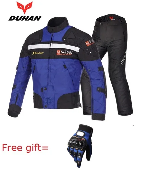 blue suits DUHAN, Мужская мотоциклетная куртка, зимние куртки для езды на мотоцикле, теплые штаны, комплекты одежды для внедорожных гонок, профессиональные комплекты - Цвет: blue suits