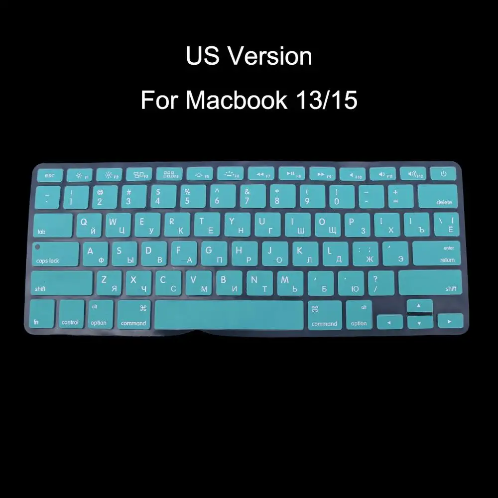 Версия США русская Клавиатура силиконовый чехол для Apple Macbook Air Pro 13 15 - Цвет: Skyblue