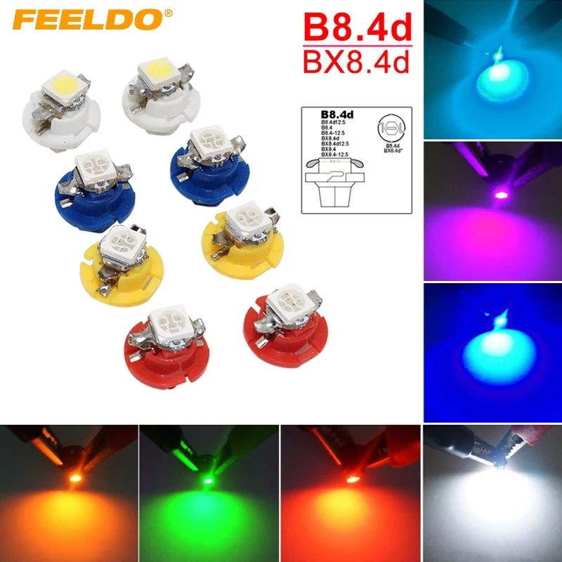 

FEELDO 100 шт. 7 цветов автомобиля 12В B8.4d/BX8.4d 1SMD 5050 Калибр приборной панели светильник лампа интерьера # FD-4236