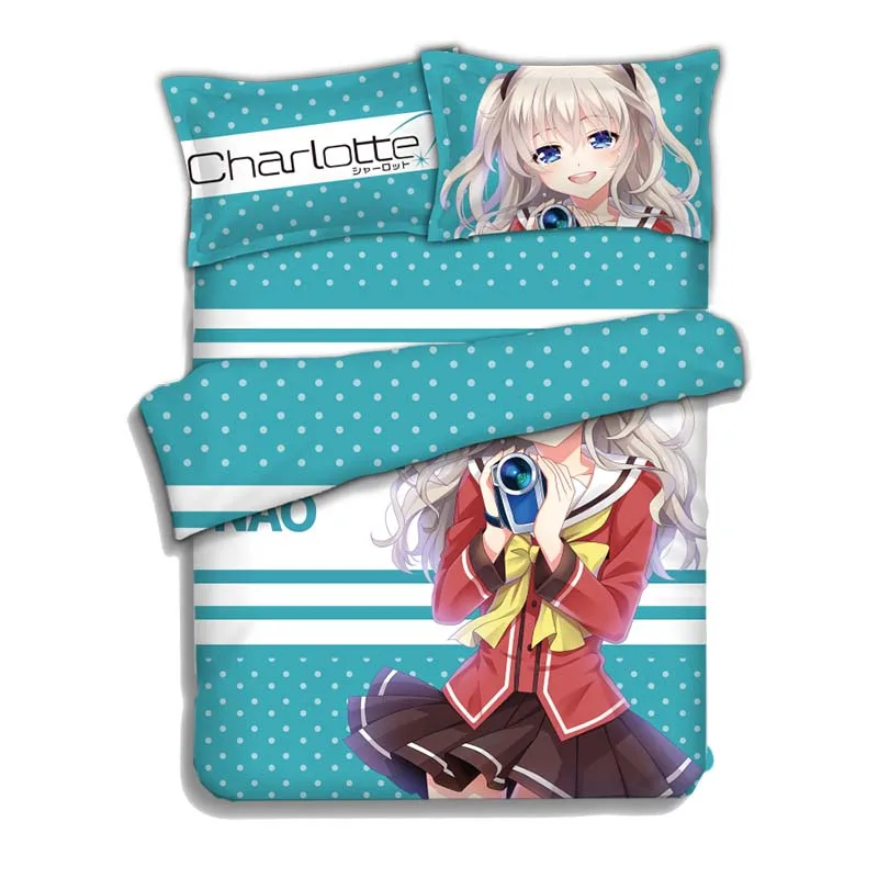 

Japan Anime Charlotte Tomori Nao 4pcs Bed Linen Bed Sheets Duvet Cover Set