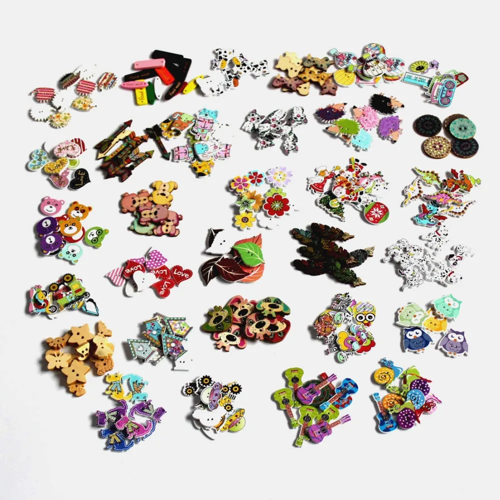 

40 or 50pcs Wood Buttons Mixed Sewing Accessories 2 Holes Wooden Button Botones For crafts Scrapbooking Cardmaking L-3