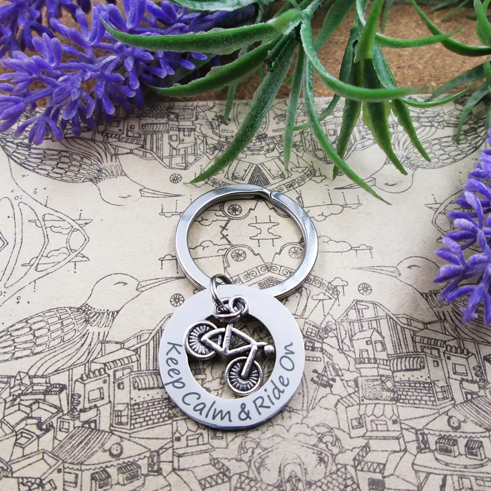 Брелок для ключей из нержавеющей стали с надписью Keep Calm &amp Ride мини-велосипедом