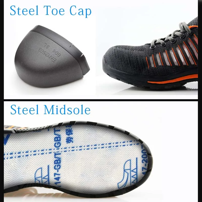 

2019 Breathable Safety Shoes For Men Indestructible Boots Summer Anti-smashing Piercing Construction Work Boots Mesh Sneakers