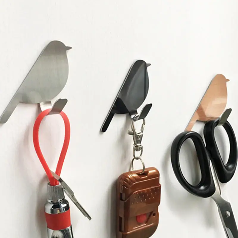 2PCs Punch-free Refrigerator Back door Hooks Bird Shaped Kitchen Tools Bathroom Towel Hat Bag Key Hanging Wall Hanger Home Decor