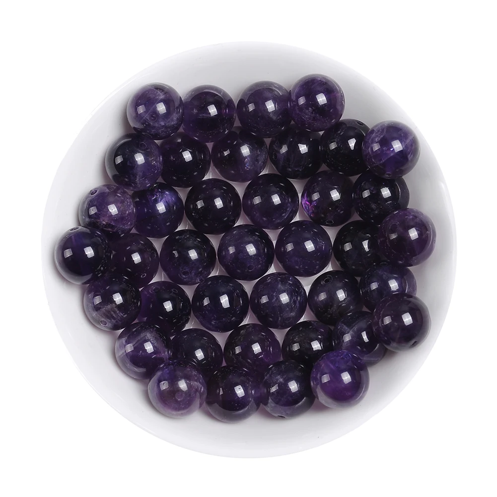 Круглые Бусины Из Натурального фиолетового кристалла аметиста AAAA