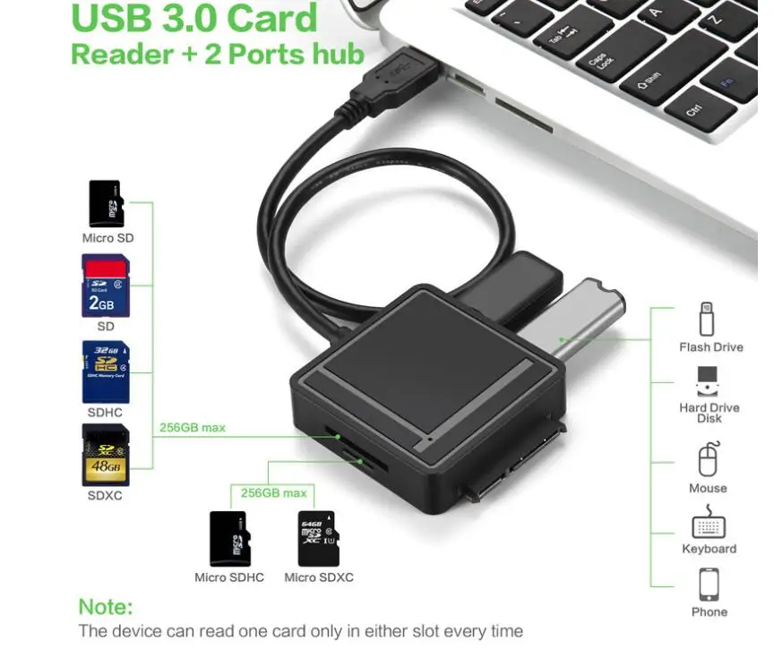Адаптер USB3.1 для SATA TF/SD Card Reader USB 3 1 концентратор 2 порта конвертер 5 в многопортовый
