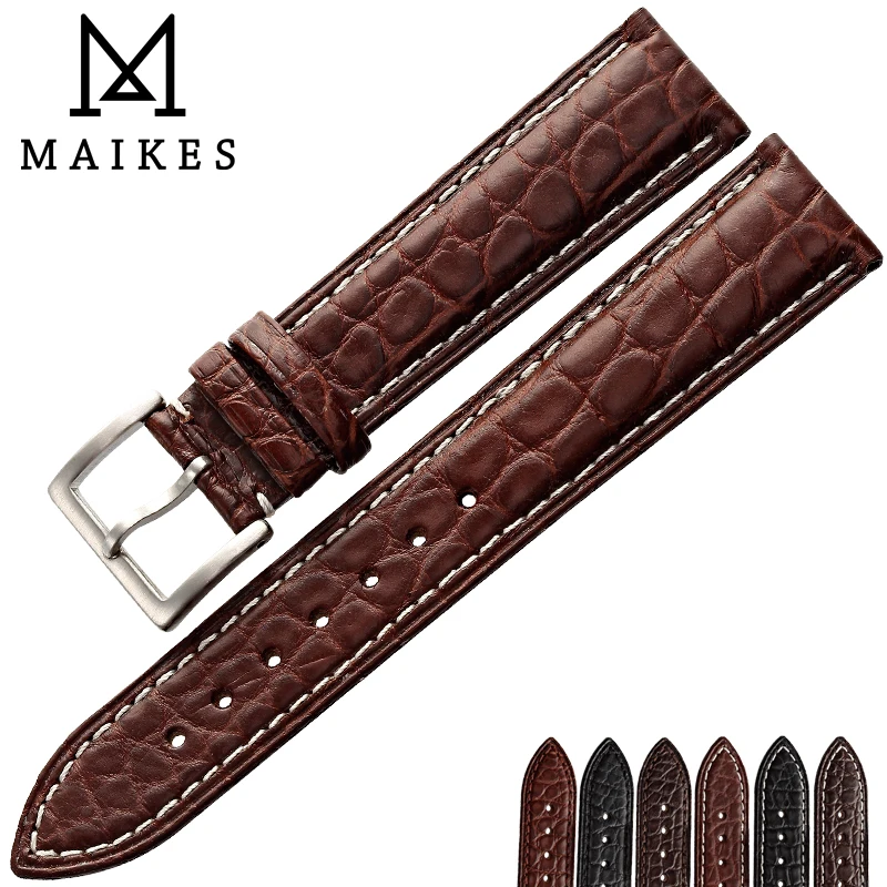 MAIKES Luxury Alligator Watch Band 14mm-24mm Genuine Crocodile Genuine Leather Watch Strap Case For IWC OMEGA Longines Handmade