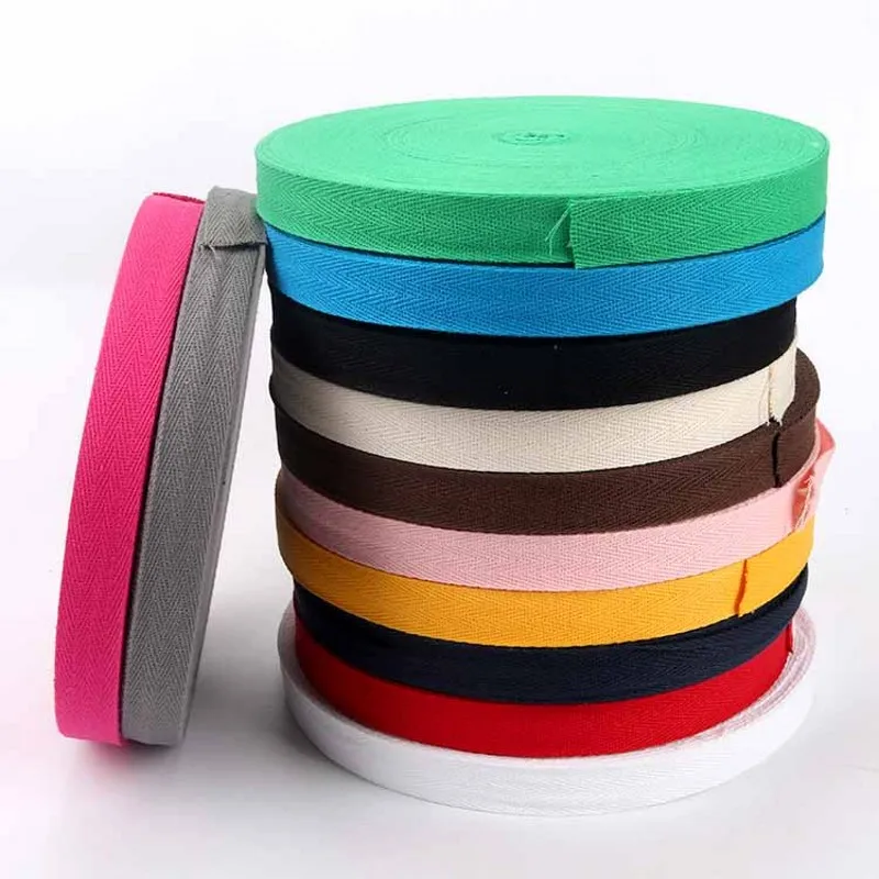 Лента из хлопка разноцветная 10 мм 1 см Рубиновая атласная тесьма гербинг бонетная