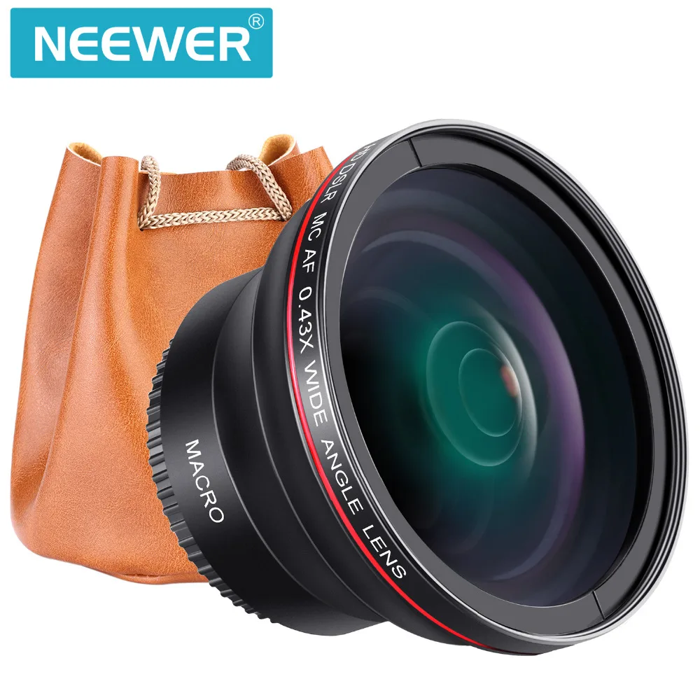 Neewer 55 мм 0.43x профессиональный HD широкоугольный объектив(макро часть) для камер Nikon D3400, D5600 и sony Alpha