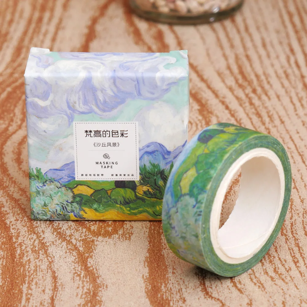 1 шт. васи ленты DIY Живопись Ван Гога бумага маскирующая лента декоративные клейкие ленты Скрапбукинг наклейки Размер 15 мм* 7 м