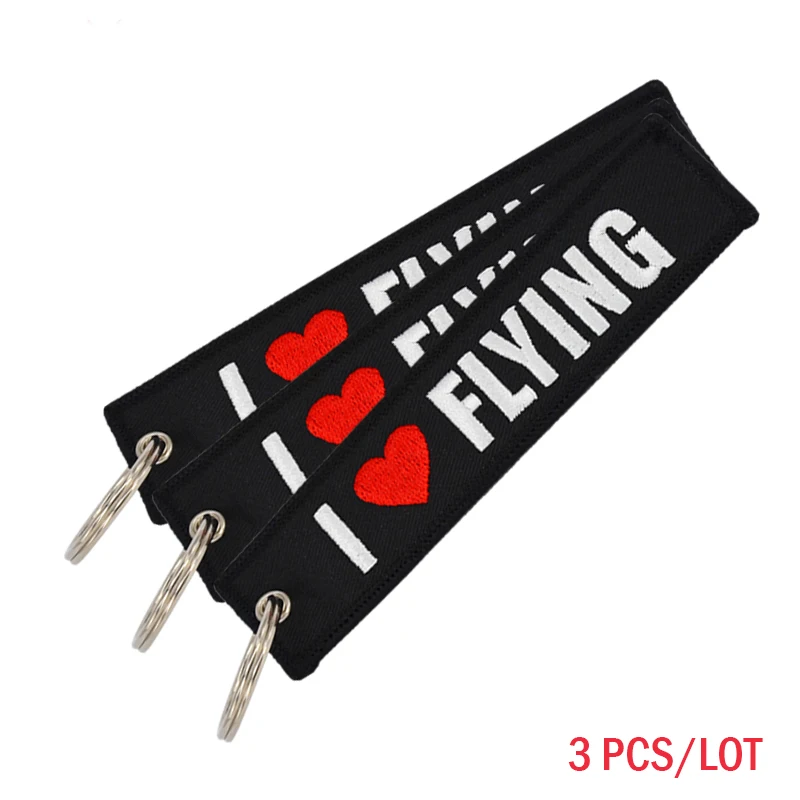I LOVE FLYING 3 шт./партия, модный брелок, авиационный полёт, брелок для ключей, ювелирная вышивка, брелок для ключей, авиационный Подарочный держатель для ключей - Цвет: I LOVE FLYING