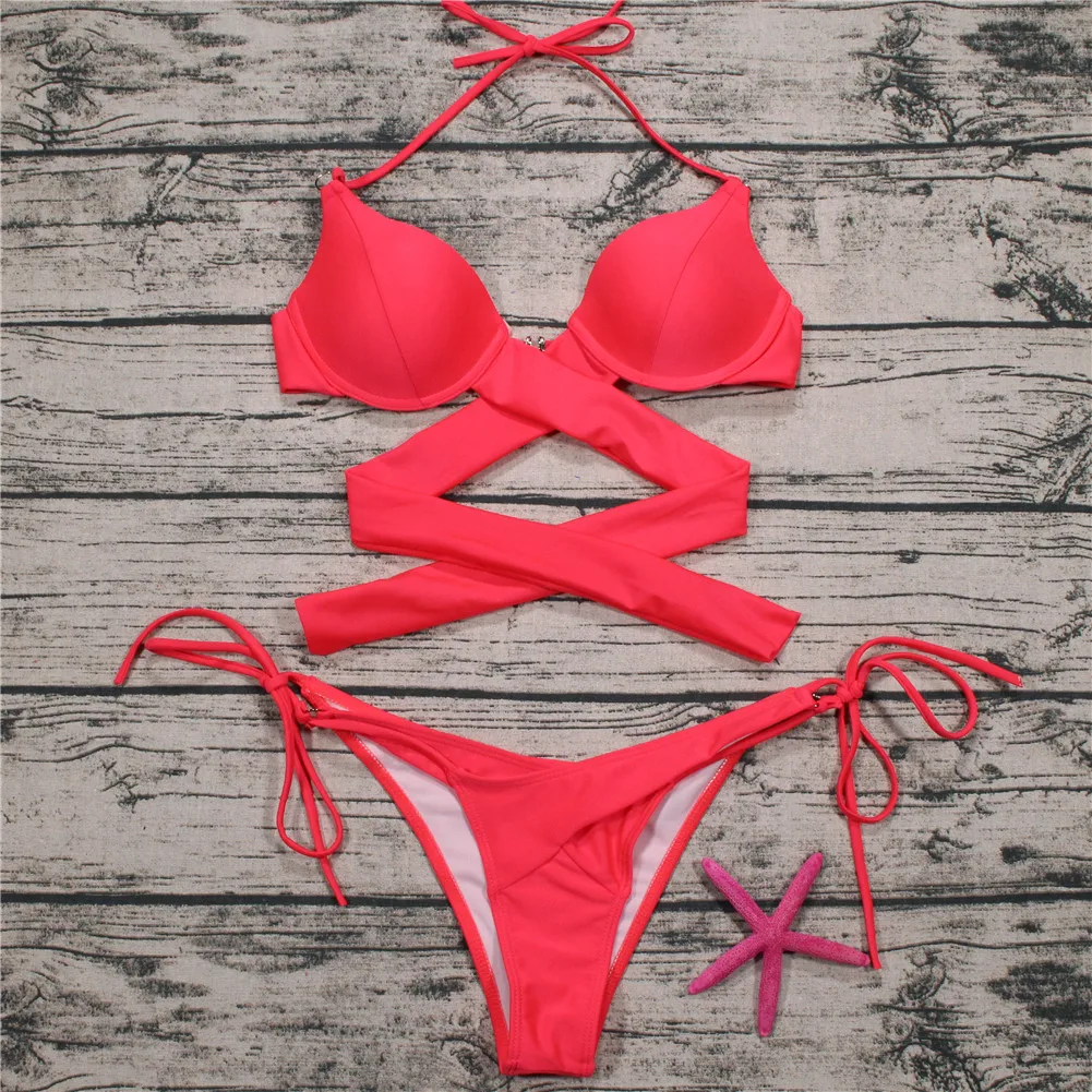 NIDALEE Для женщин сплошной цвет бикини жесткий Сталь кронштейн пикантные летние