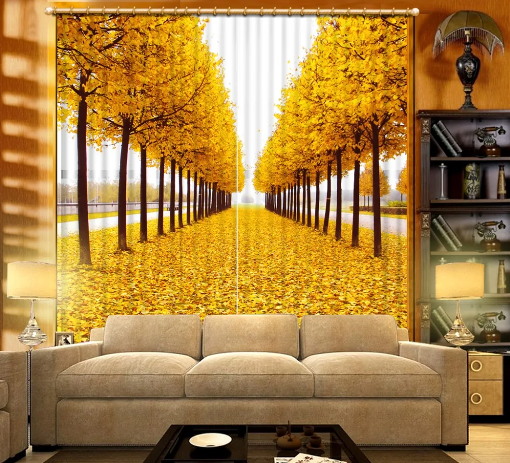 Затемняющее окно 3d занавески с листьями дерева драпировка для постельных