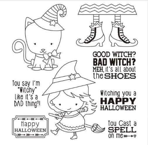 Прозрачный силиконовый штамп/печать на Хэллоуин для скрапбукинга своими руками/декоративный прозрачный штамп для фотоальбома W1171