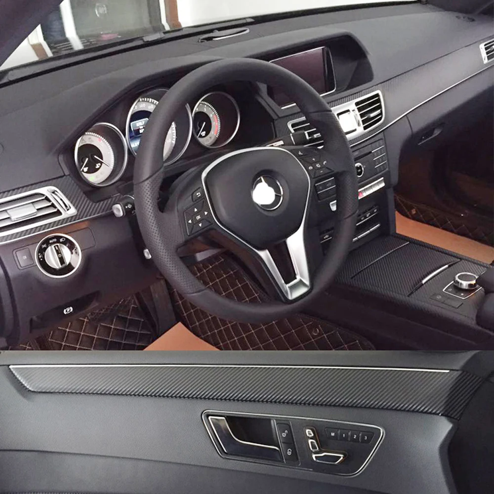 Для Mercedes E Class W212 подкладке центральной Управление Панель дверная ручка 5 мм Углеродистой волокно наклейки стайлинга автомобилей аксессуары