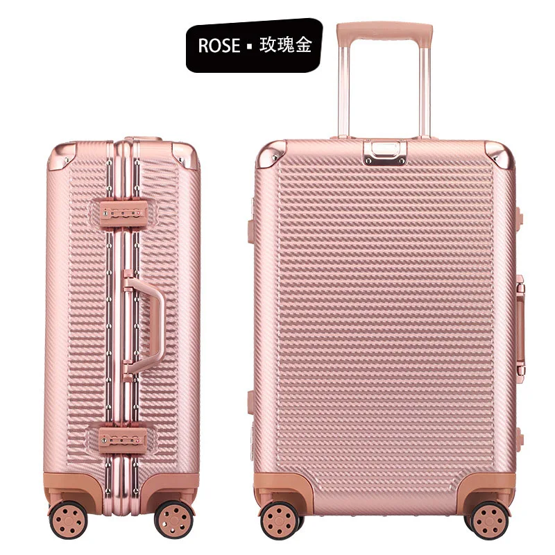 rose SEABIRD 2" 22" 2" 26" 29 дюймов алюминиевый каркас чемодан на колесиках для путешествий Спиннер переносить на каюте прокатки Hardside чемодан - Цвет: rose