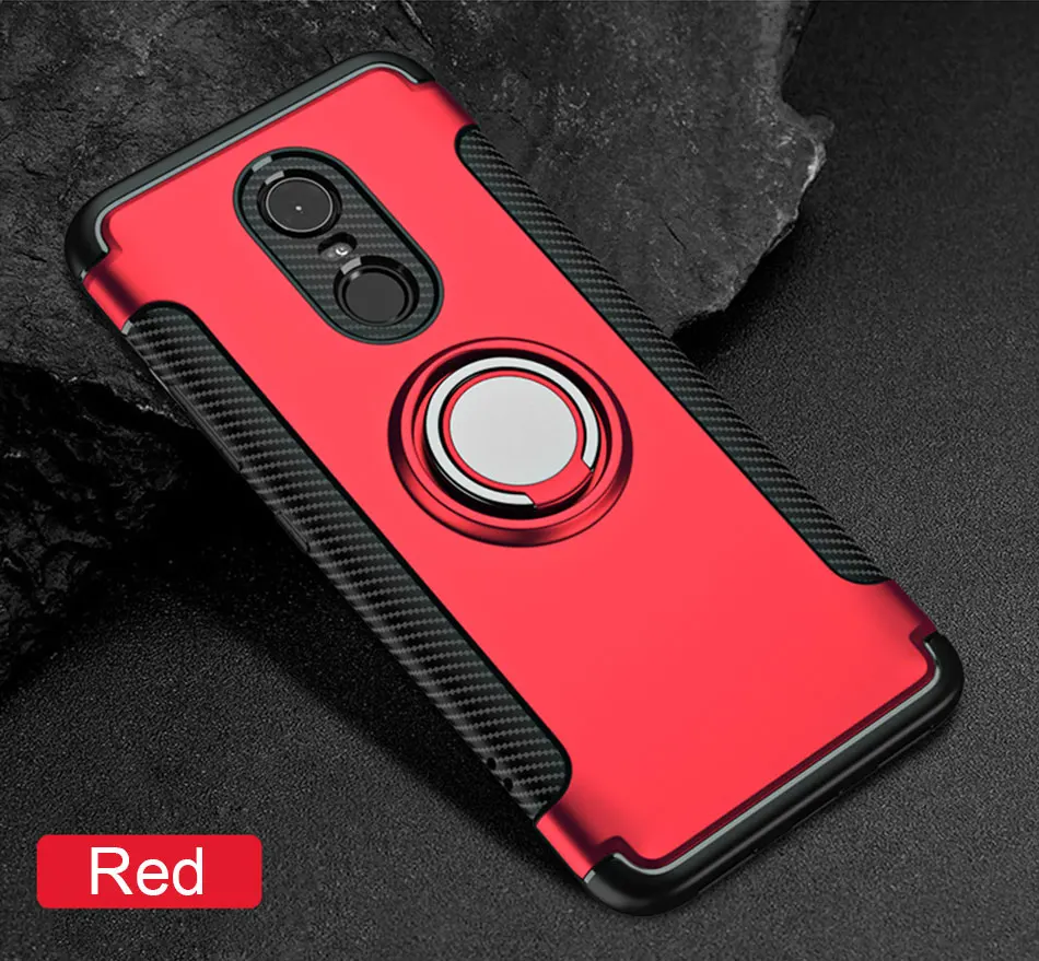 Red Роскошный кольцевой чехол для телефона Xiaomi Redmi 6 Pro 6A 5 Plus 5A Note 4 4X 5A чехол s полный противоударный чехол для Pocophone f1 задний Чехол - Цвет: Red