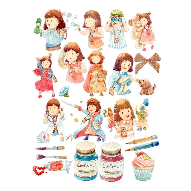 sz03606 2 шт./партия Cosas Kawaii китайские куклы DIY Uncut бумажная наклейка упаковка Bullet Journal наклейка s Скрапбукинг милые школьные принадлежности - Цвет: sz03606
