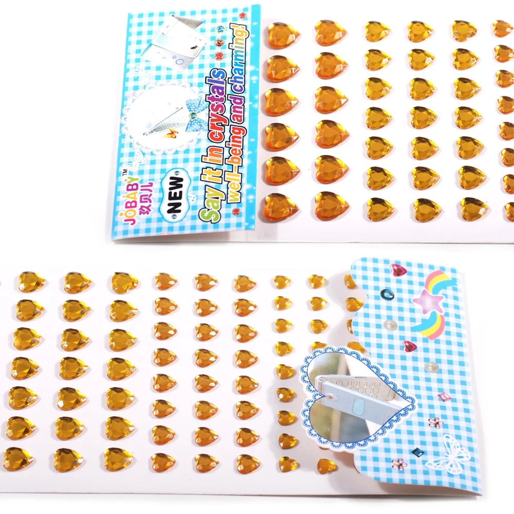 1 лист самоклеящиеся разноцветные стразы в форме сердца|Стразы| |