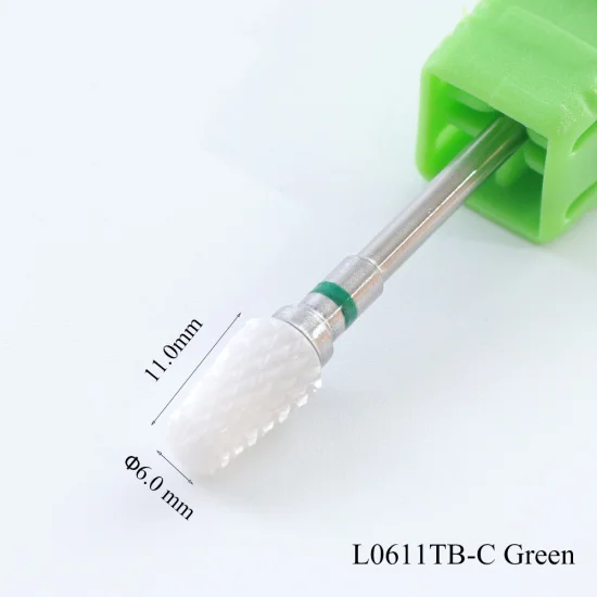 L0611TB-C Green 10 Тип мельница Керамика ногтей сверла для электрических маникюрные машинки пламени вращающийся Бур фреза средства по уходу за ногтями TR811 - Цвет: L0611TB-C Green