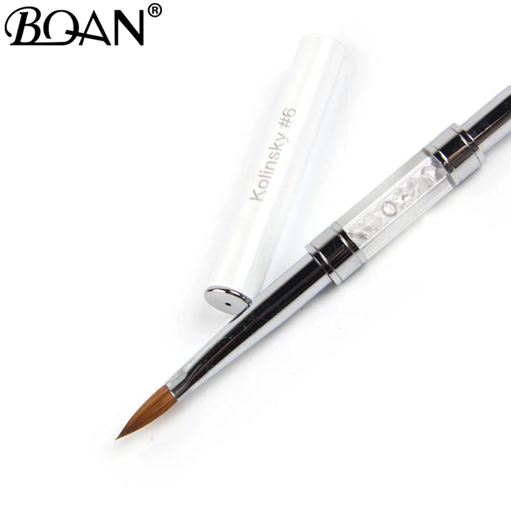 BQAN#2#6 колинский из соболя для ногтей художественная щетка двойные головки акриловые кисти для ногтей ручка со стразами ногти DIY инструмент для маникюра