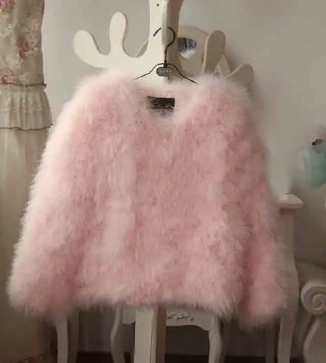pink Новое поступление, Женское зимнее пальто из натурального страусиного меха, жилет для женщин TFP268 - Цвет: pink