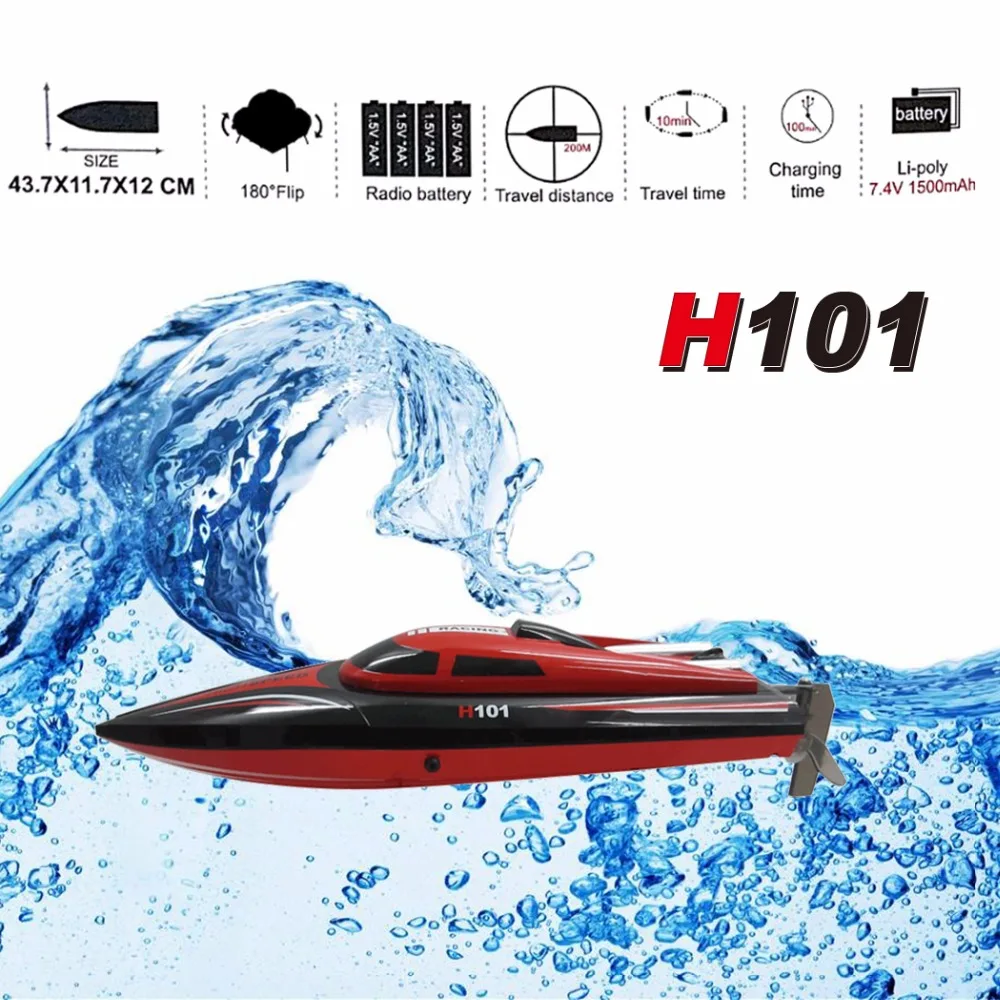 H101 RC Racing Boat 2.4G Remote Control 180 Degree Flip High Speed Electric Pool RTR speedboat gift For children Toy Kid Sharp |