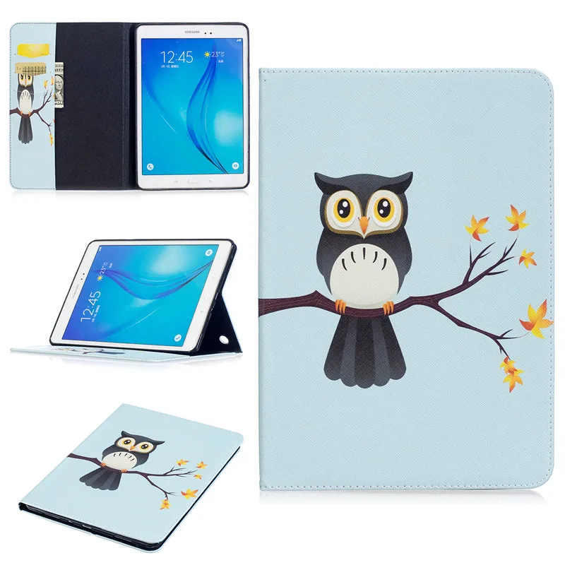 Для Samsung Galaxy Tab A 9 7 T550 T555 чехол крышка Подставка Мультфильм Окрашенные кожаный для
