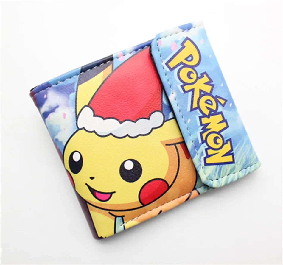 N Короткий кошелек из искусственной кожи Pokemon Pikachu, двойной держатель для карт с фото, кошелек из кожи для мальчиков и девочек, мужские кошельки на кнопке с 3D-принтом - Цвет: N