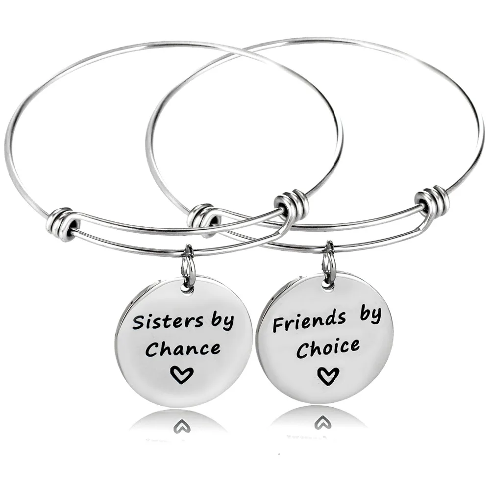 12 компл./лот Sister By Chance Friends Choice браслет из нержавеющей стали с сердечком подвеской
