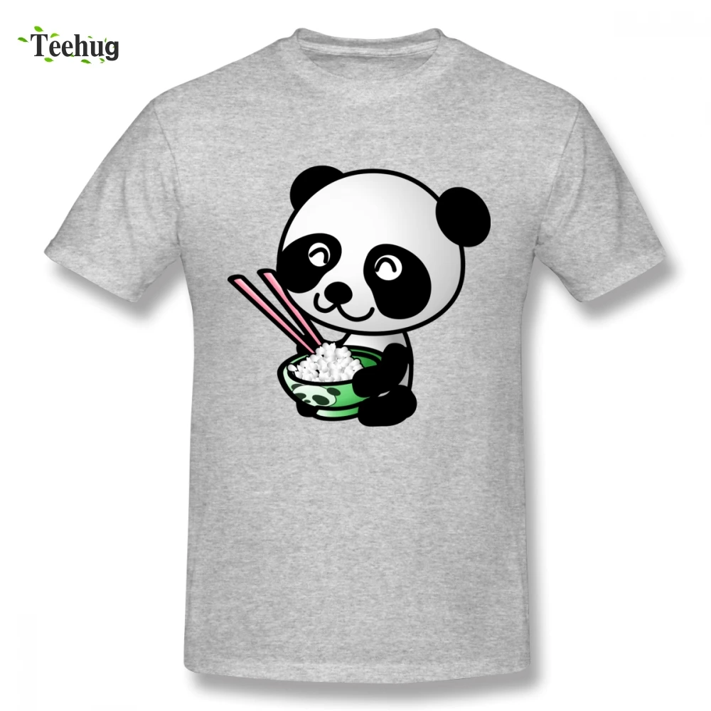 

2018 New Arrival Panda Eat Tee Shirt For Unisex Casual Custom For Man Round Collar Camiseta