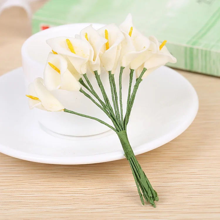 144 шт./лот мини ПЭ Калла лилия Искусственные цветы Букет Многоцветный Скрапбукинг