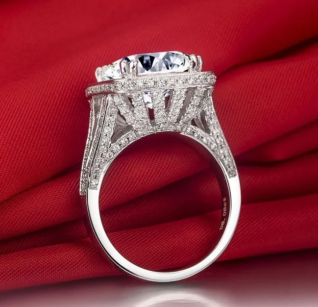 

Eleple Luxury Large Wedding Ring 10ct AAA Cubic Zirconia Rings For Women Luxury Engagement Gifts White Gold Color VSRR001