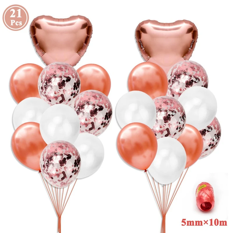 21pcs balloons Lincaier розовое золото 1st 2 3 4 5 6 7 8 9 18 21 30 40 50 60 лет с днем рождения Количество воздушных шаров вечерние украшения для детей и взрослых - Цвет: 21pcs balloons