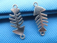 50pcs antique silverantique bronze fishbonefish bones connector pendant charmfindingfor bracelet diy accessory