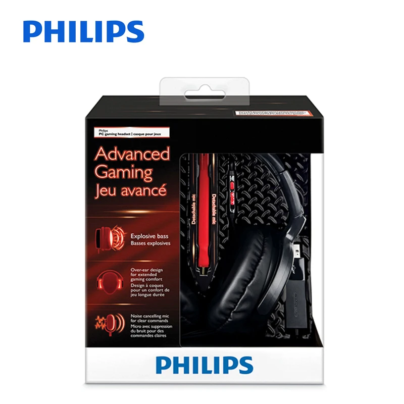 Проводные Наушники Philips SHG7980 поддержка видео и игр разъем 3 5 мм микрофонный провод