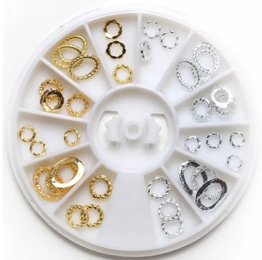 2016 блеск для ногтей Золотой Серебряный Драгоценный Камень Круг Дизайн Кристалл