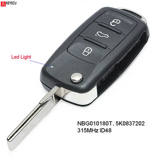 Брелок дистанционного ключа Keyecu 315 МГц ID48 чип для Volkswagen 2011 2012 2013 2014 2015 2016 GT * I Je tta Eos
